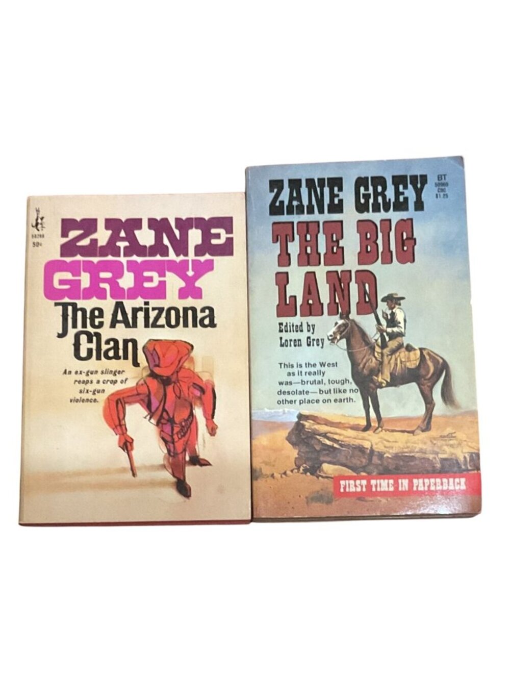 Vtg Zane Grey Western Paperback Books The Arizona Clan & The Big Land 1970s